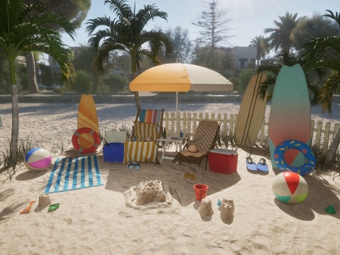 A Picnic at the Beach 3D Model