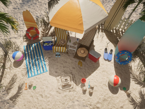 A Picnic at the Beach 3D Model