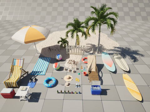 A Picnic at the Beach 3D Model