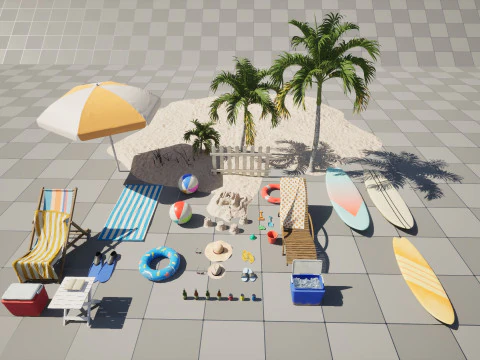 A Picnic at the Beach 3D Model