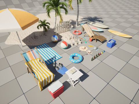A Picnic at the Beach 3D Model