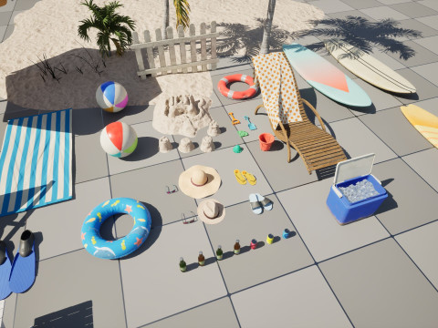 A Picnic at the Beach 3D Model