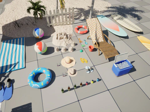 A Picnic at the Beach 3D Model