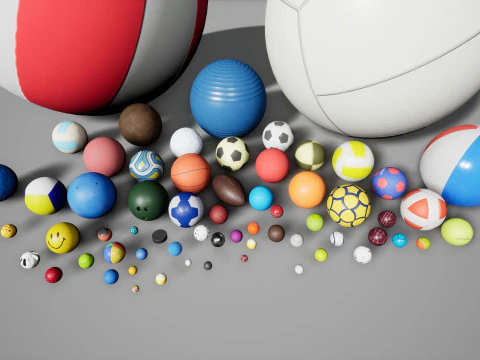 खेल गेंदों का एक संग्रह 3D मॉडल