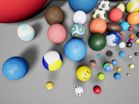 Uma cole&ccedil;&atilde;o de bolas esportivas Modelo 3D