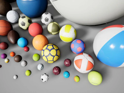 Uma cole&ccedil;&atilde;o de bolas esportivas Modelo 3D