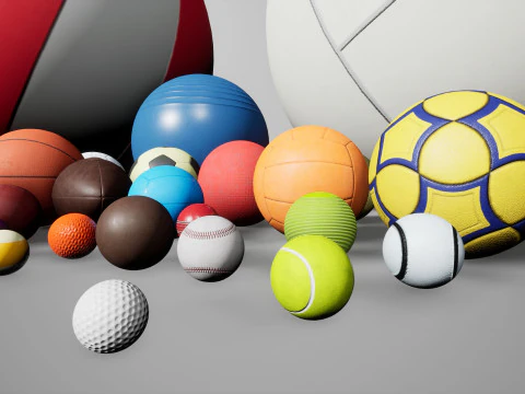 Uma cole&ccedil;&atilde;o de bolas esportivas Modelo 3D