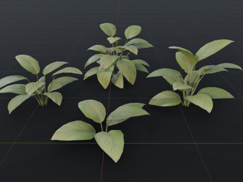 The BroadLeaf Lily Bush 3D Model