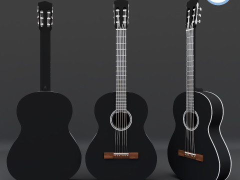 Black guitar Model 3D