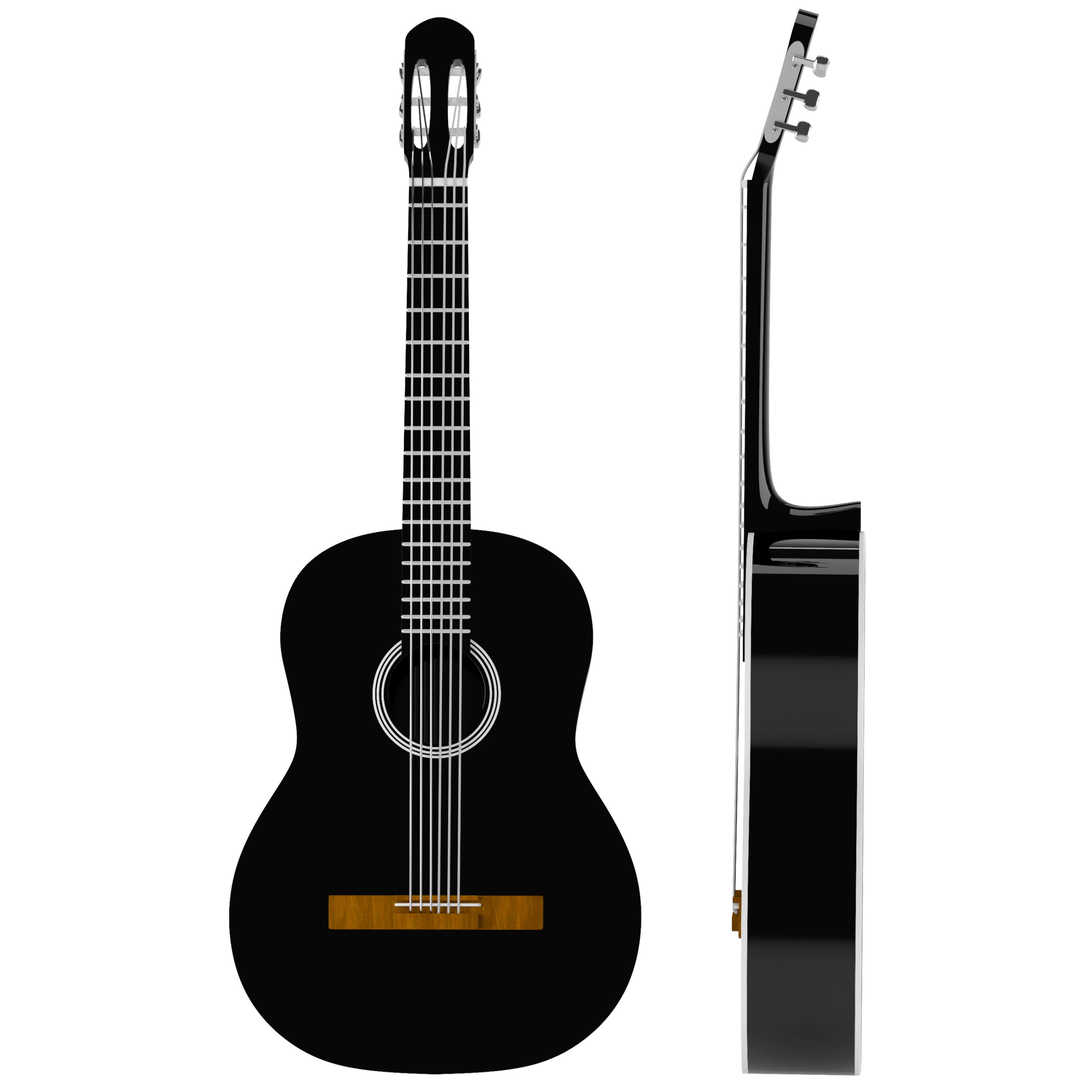 Black guitar 3D Model .c4d .max .obj .3ds .fbx .stl .blend