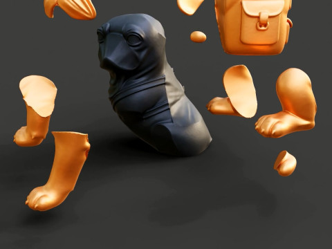 Pug Dog with Backpack Modelo de Impressão 3D