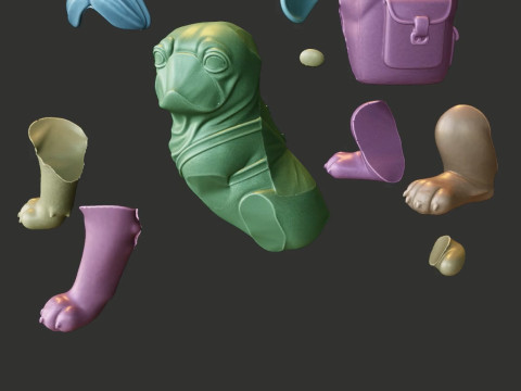 Pug Dog with Backpack Modelo de Impressão 3D