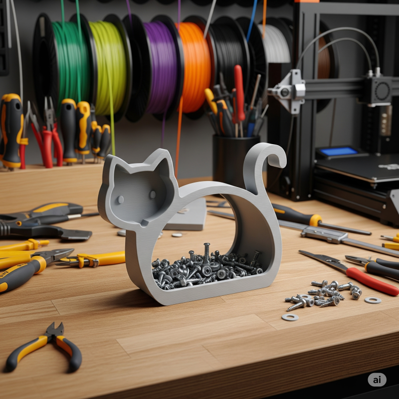 Cat-Shaped Organizer 3D Druckmodell .c4d .max .obj .3ds .fbx .stl .blend