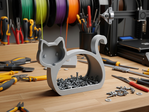 Cat-Shaped Organizer 3D 打印模型