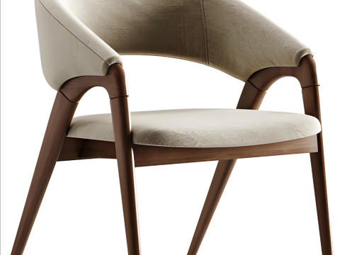 Solid wood fabric chair Modèle 3D