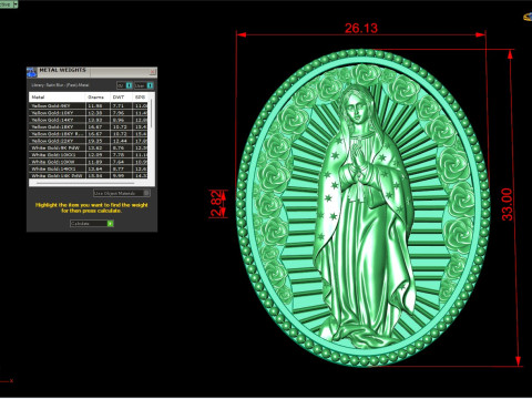 Our Lady of Guadalupe Pendent 3D Model