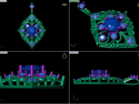 Кулон с бриллиантом, роскошный ювелирный дизайн, винтажный кулон, богато украшенные ювелирные изделия, филигрань 3D Принт Модель