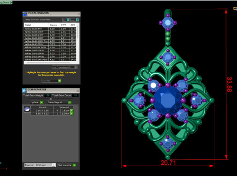 Кулон с бриллиантом, роскошный ювелирный дизайн, винтажный кулон, богато украшенные ювелирные изделия, филигрань 3D Принт Модель