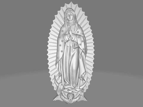 Questo ciondolo della Vergine Maria di Guadalupe splendidamente dettagliato cattura l'iconico im religioso Modello di stampa 3D