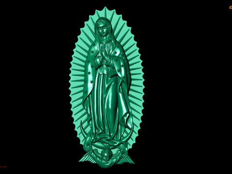 Questo ciondolo della Vergine Maria di Guadalupe splendidamente dettagliato cattura l'iconico im religioso Modello di stampa 3D