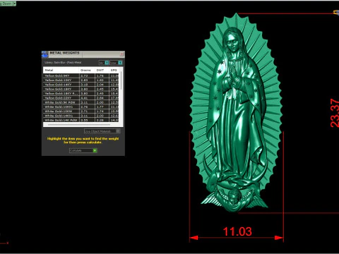 Questo ciondolo della Vergine Maria di Guadalupe splendidamente dettagliato cattura l'iconico im religioso Modello di stampa 3D