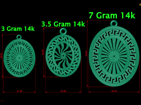 Pendant Bundle Set of 3 Geometric Jewelry Designs STL 3DM 3D Modell