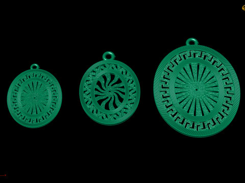 Pendant Bundle Set of 3 Geometric Jewelry Designs STL 3DM 3D मॉडल