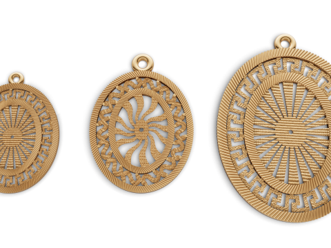 Pendant Bundle Set of 3 Geometric Jewelry Designs STL 3DM 3D मॉडल
