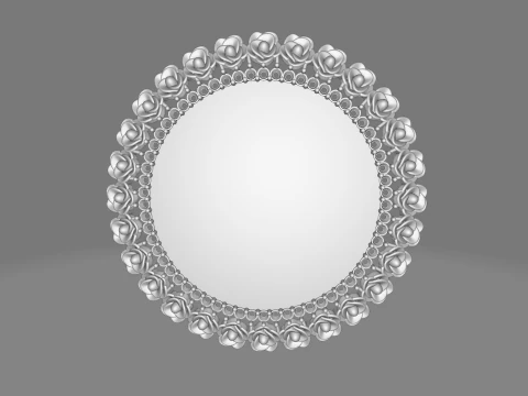 Rose Frame Pendant Diamond Circle Floral Design Gold 3D Print Model
