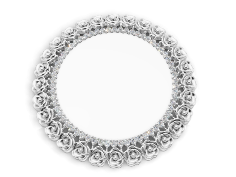 Liontin Bingkai Mawar Lingkaran Berlian Desain Bunga Emas Model 3D