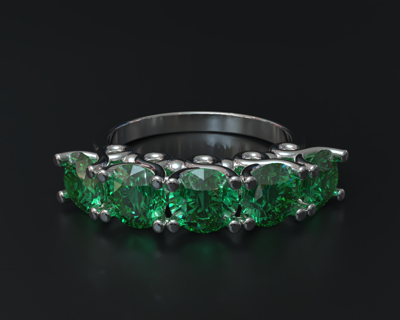 5-Stone Ring Design Elegant Band Style STL 3DM Jewelry Model 3Dモデル .c4d .max .obj .3ds .fbx .stl .blend