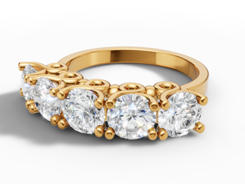 Cincin Pertunangan Berlian Safir Cincin Lima Batu Model Cetak 3D