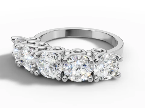 Five Stone Ring Sapphire Diamond Engagement Ring 3D Print Model