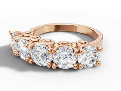 Five Stone Ring Sapphire Diamond Engagement Ring 3D Print Model