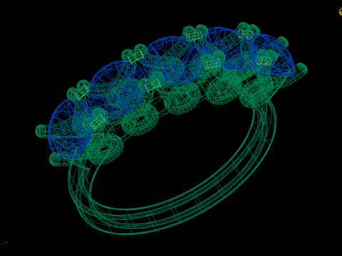 Cincin Pertunangan Berlian Safir Cincin Lima Batu Model Cetak 3D