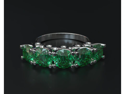 Five Stone Ring Sapphire Diamond Engagement Ring 3D Print Model