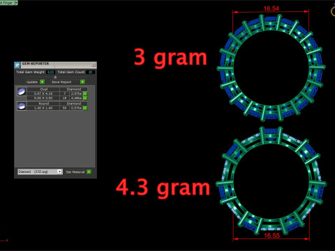 Couple Ring Set with Oval Round Stones 3D Jewelry Model STL 3DM Modello 3D
