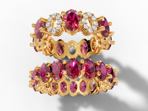 Sapphire Eternity Ring Two Designs Diamond Band Set Modelo 3D