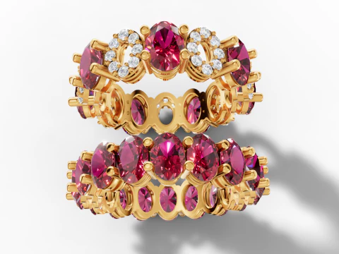 Anello Eternity con due motivi e fascia di diamanti Modello di stampa 3D