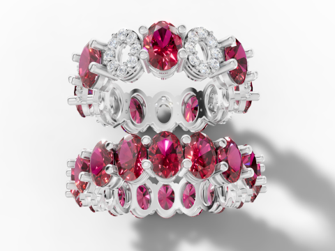 Anello Eternity con due motivi e fascia di diamanti Modello di stampa 3D