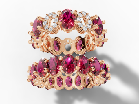 Anello Eternity con due motivi e fascia di diamanti Modello di stampa 3D