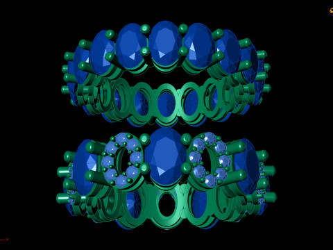 Anello Eternity con due motivi e fascia di diamanti Modello di stampa 3D