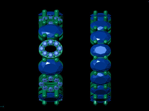Anello Eternity con due motivi e fascia di diamanti Modello di stampa 3D