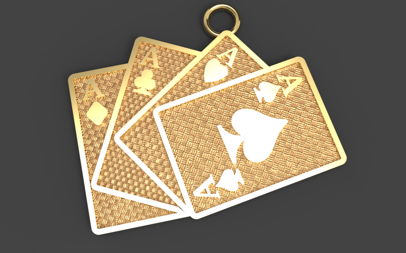 Cards Pendant 3D Printable Jewelry Model Modello 3D .c4d .max .obj .3ds .fbx .stl .blend