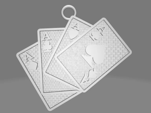 Playing Cards Pendant -Poker Ace Charm Jewelry STL 3D Print Model