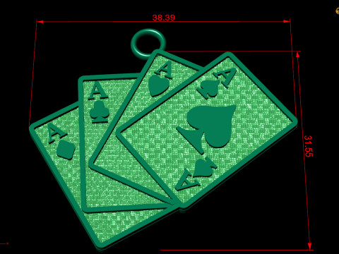 Cards Pendant 3D Printable Jewelry Model Modello 3D