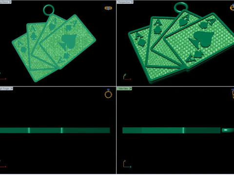 Playing Cards Pendant -Poker Ace Charm Jewelry STL 3D Print Model