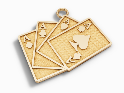 Playing Cards Pendant -Poker Ace Charm Jewelry STL 3D Модель