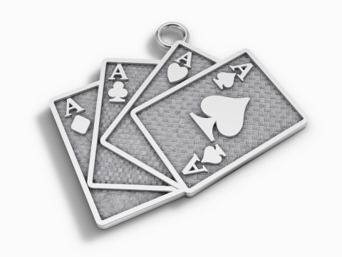 Liontin Kartu Bermain -Perhiasan Pesona Poker Ace STL Model Cetak 3D