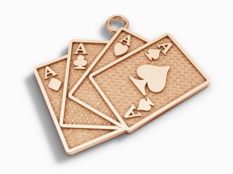Liontin Kartu Bermain -Perhiasan Pesona Poker Ace STL Model Cetak 3D